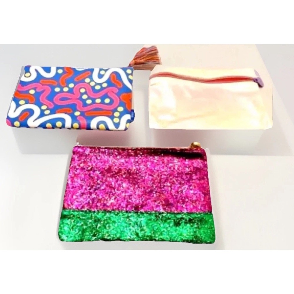 Wedding Party Glam Bag Bundle Lot of 3 PC Set Makeup IPSY Deco Sparkle Travel